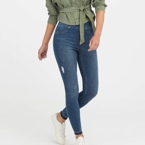 Spanx Distressed Ankle Skinny Jeans, Medium Wash